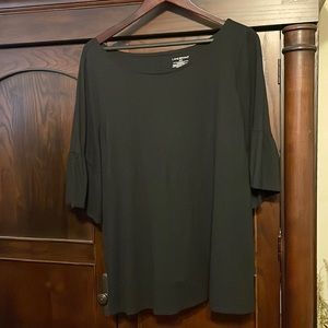 Black ponte knit top w/ ruffle sleeve